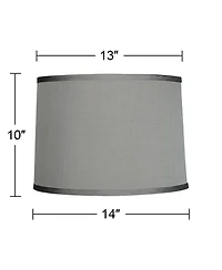 Platinum Gray Medium Dupioni Silk Lamp Shade 13" Top x 14" Bottom x 10" Slant x 10" High (Spider) Replacement with Harp and Finial - Springcrest