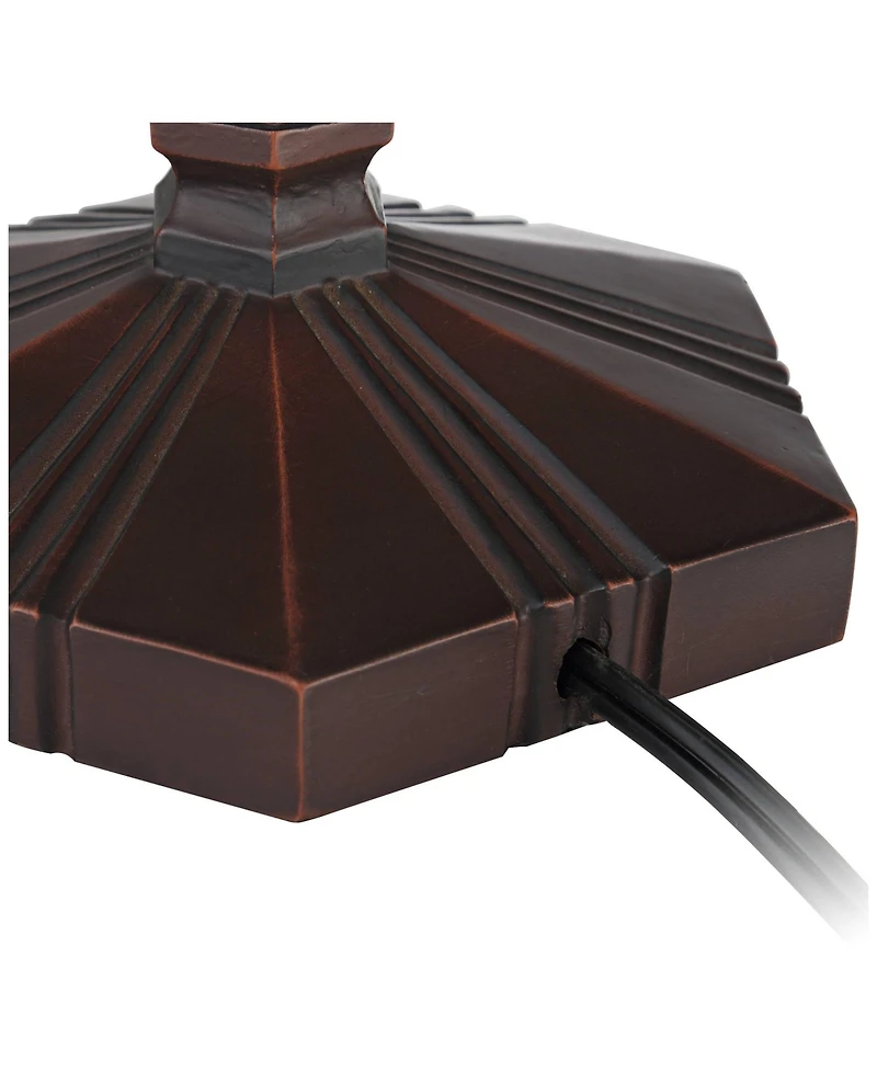Robert Louis Tiffany Landford Traditional Mission Accent Table Lamp 22 1/2" High Bronze Stained Art Glass Shade for Bedroom Living Room Bedside O
