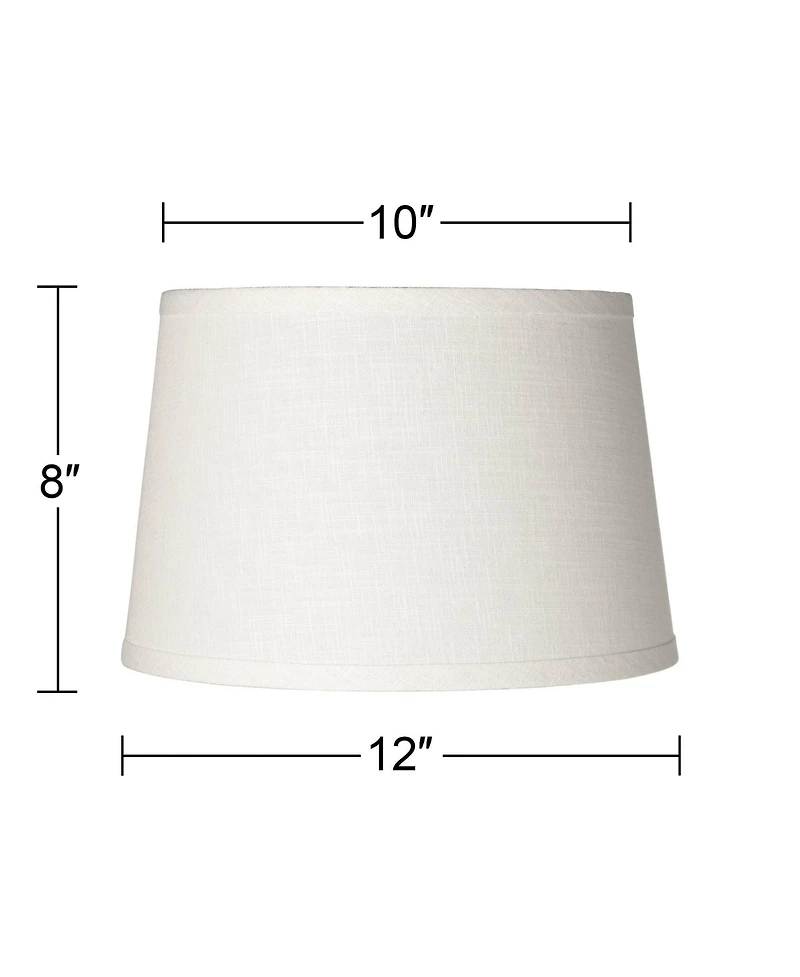 Springcrest Set of 2 White Small Hardback Drum Lamp Shades 10" Top x 12" Bottom x 8" High (Spider) Replacement with Harp and Finial