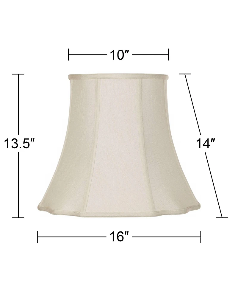 Imperial Shade Set of 2 Creme Medium Cut Corner Lamp Shades 10" Top x 16" Bottom x 14" High (Spider) Replacement with Harp and Finial