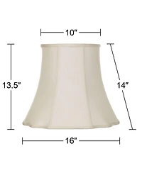 Imperial Shade Set of 2 Creme Medium Cut Corner Lamp Shades 10" Top x 16" Bottom x 14" High (Spider) Replacement with Harp and Finial