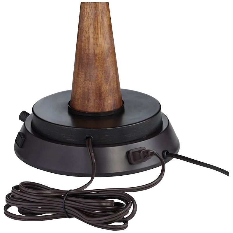 360 Lighting Bentley Rustic Farmhouse Table Lamp 29" Tall Brown Leaf with Dimmable Usb Workstation Base Off White Empire Shade for Bedroom Living