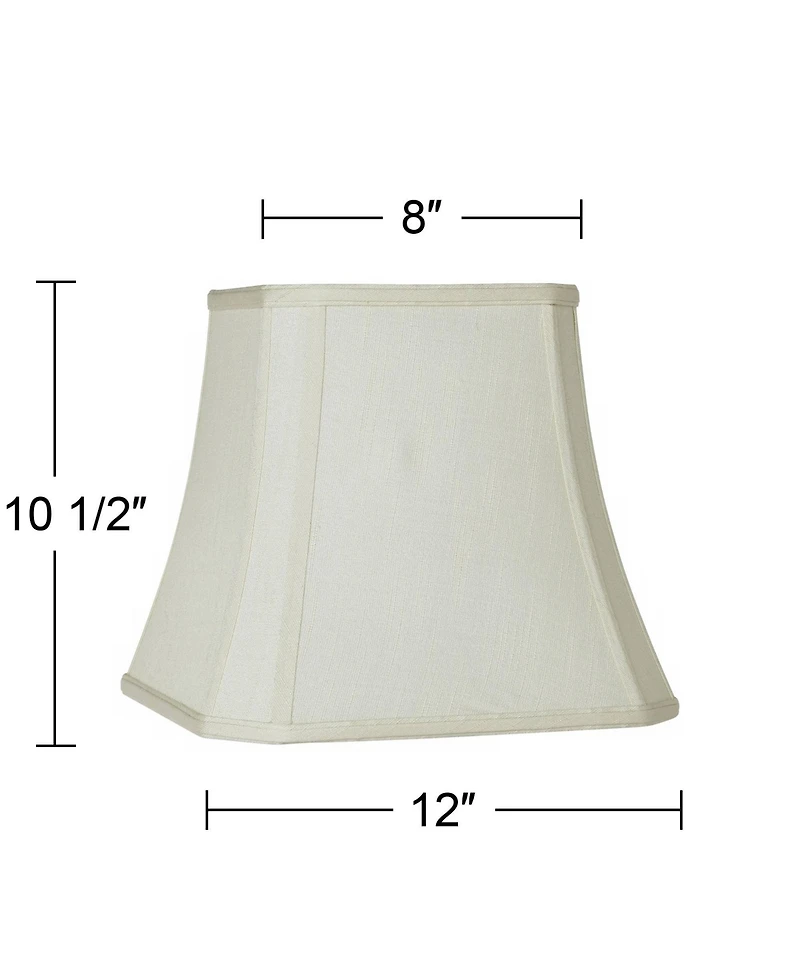 Springcrest Set of 2 Square Lamp Shades Creme Medium 8" Top x 16" Bottom x 11" Slant Spider with Replacement Harp and Finial