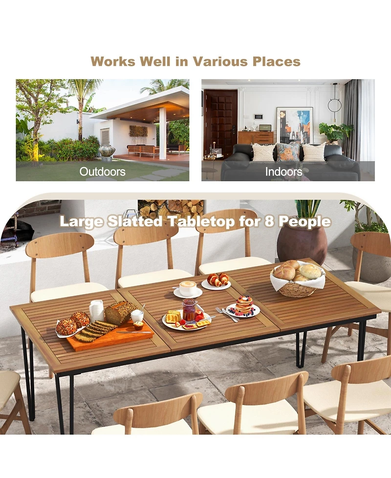 Costway 79" Outdoor Dining Table 8-Person Patio Table with 1.9" Umbrella Hole