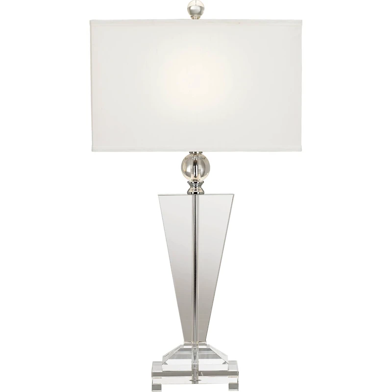 Vienna Full Spectrum Trophy Traditional Art Deco Table Lamp 30 1/2" Tall Clear Crystal Glass Off White Shade for Bedroom Living Room Bedside Offi