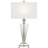 Vienna Full Spectrum Trophy Traditional Art Deco Table Lamp 30 1/2" Tall Clear Crystal Glass Off White Shade for Bedroom Living Room Bedside Offi