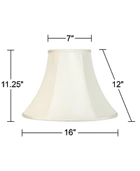 Creme Medium Bell Lamp Shade 7" Top x 16" Bottom x 12" Slant x 11.25" High (Spider) Replacement with Harp and Finial