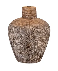 360 Lighting Bentley Rustic Farmhouse Table Lamp 29" Tall Brown Leaf Textured Hammered Pot Off White Empire Shade for Bedroom Living Room House H