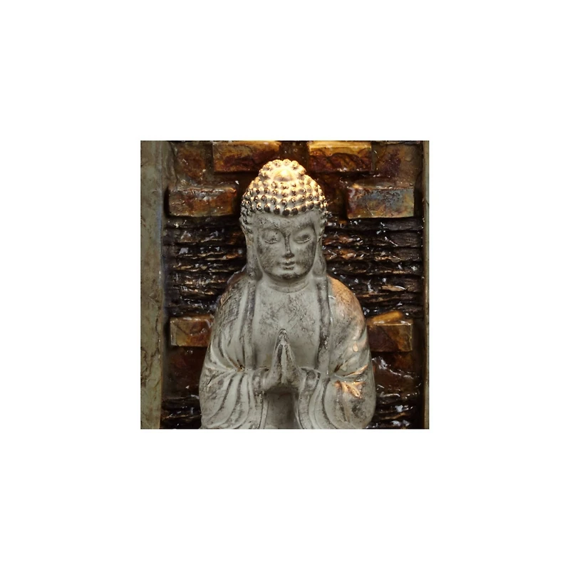 Namaste Buddha 11 1/2" High Small Zen Asian Indoor Decor Faux Stone Tabletop Fountain with Light Led Desk