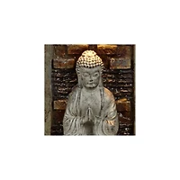 Namaste Buddha 11 1/2" High Small Zen Asian Indoor Decor Faux Stone Tabletop Fountain with Light Led Desk