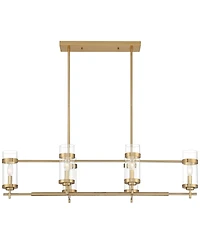 Possini Euro Design Mikel Soft Gold Linear Island Pendant Chandelier 42" Wide Modern Clear Glass Shade 6-Light Fixture for Dining Room House Kitc