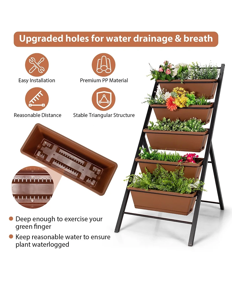 5-tier Vertical Garden Planter Box Elevated Raised Bed