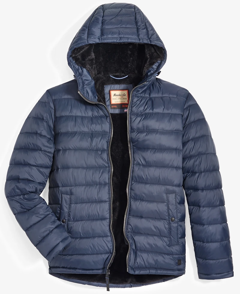 Hawke & Co. Men's Sherpa Lined Hooded Puffer Jacket