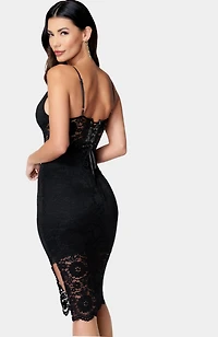 Bebe Women's Lace-Up Back Midi Dress