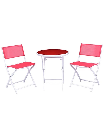 3 Pieces Patio Folding Bistro Set for Balcony or Outdoor Space