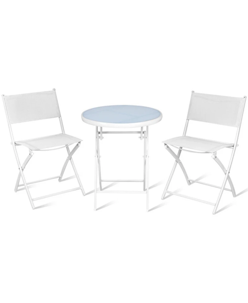3 Pieces Patio Folding Bistro Set for Balcony or Outdoor Space