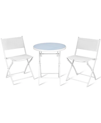3 Pieces Patio Folding Bistro Set for Balcony or Outdoor Space