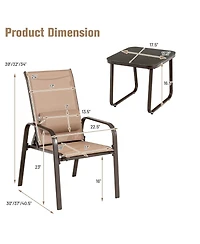 Sugift 3 Pieces Stackable Patio Bistro Conversation Set with Adjustable Backrest