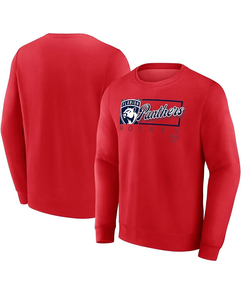 Fanatics Men's Red Florida Panthers Focus Fleece Pullover Sweatshirt