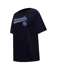 Pro Standard Women's Navy Minnesota Timberwolves Script Boyfriend T-Shirt