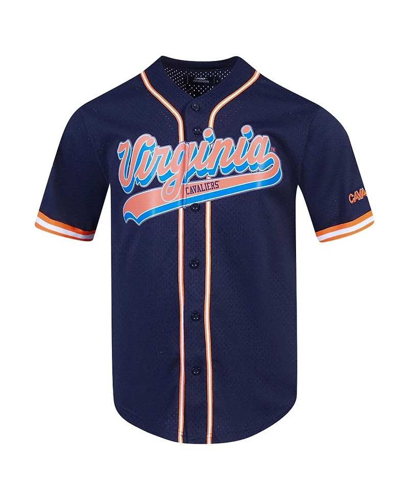 Pro Standard Men's Navy Virginia Cavaliers Mesh Full-Button Replica Baseball Jersey