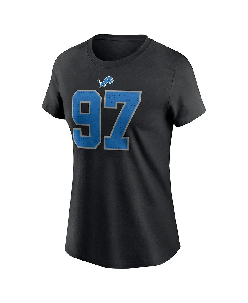 Nike Women's Aidan Hutchinson Black Detroit Lions Player Name Number T-Shirt