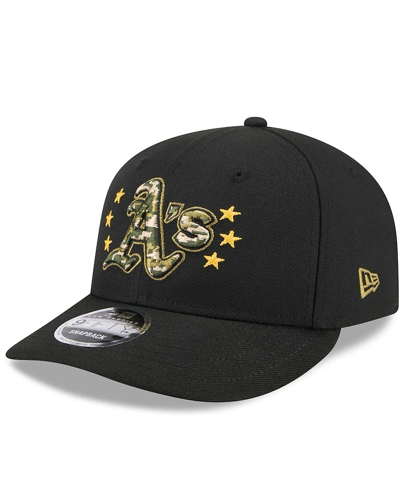 New Era Men's Black Oakland Athletics 2024 Armed Forces Day Low Profile 9FIFTY Snapback Hat