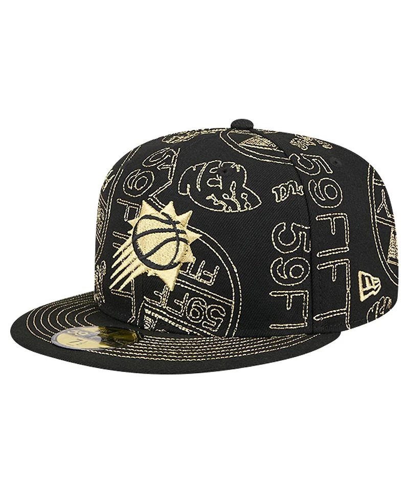 New Era Men's Black Phoenix Suns 59FIFTY Day Allover Print Stencil Fitted Hat