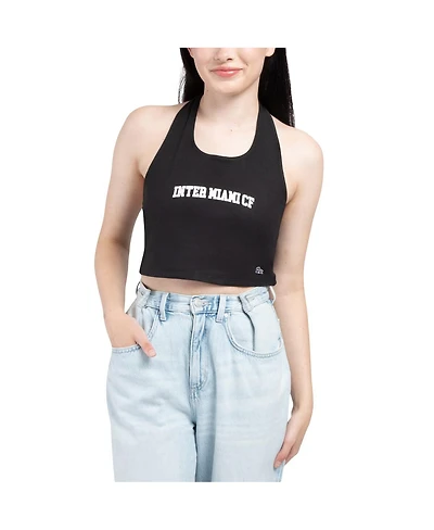 Hype and Vice Women's Black Inter Miami Cf Tailgate Halter Cropped Top