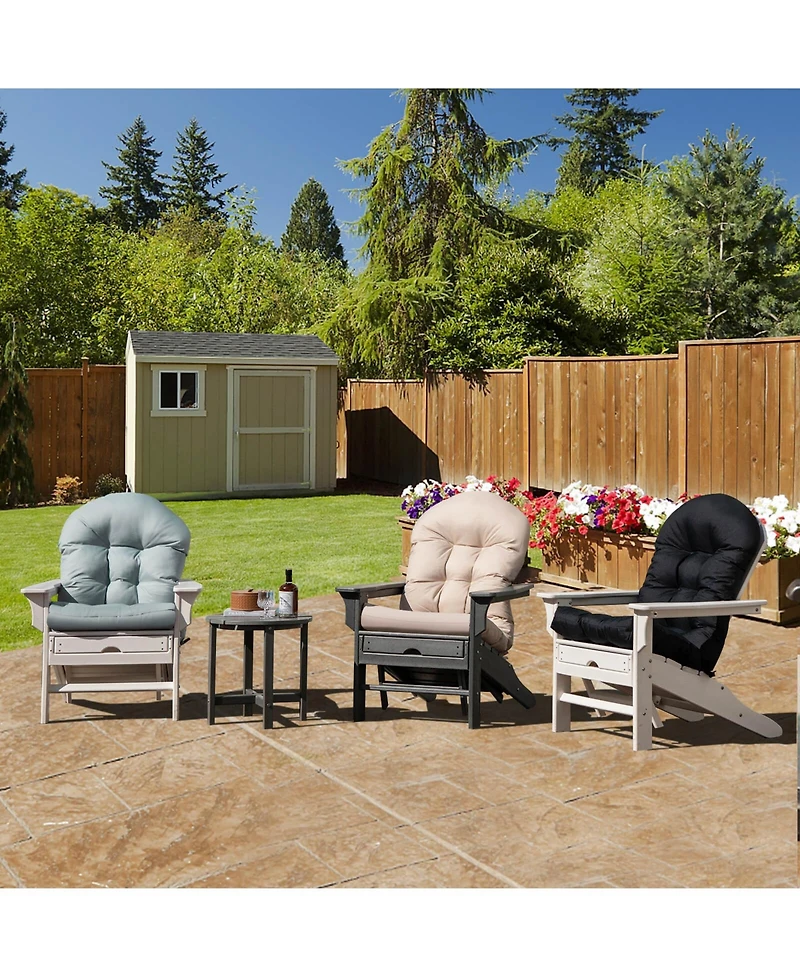 Patio Adirondack Chair Cushion with Fixing Straps and Seat Pad