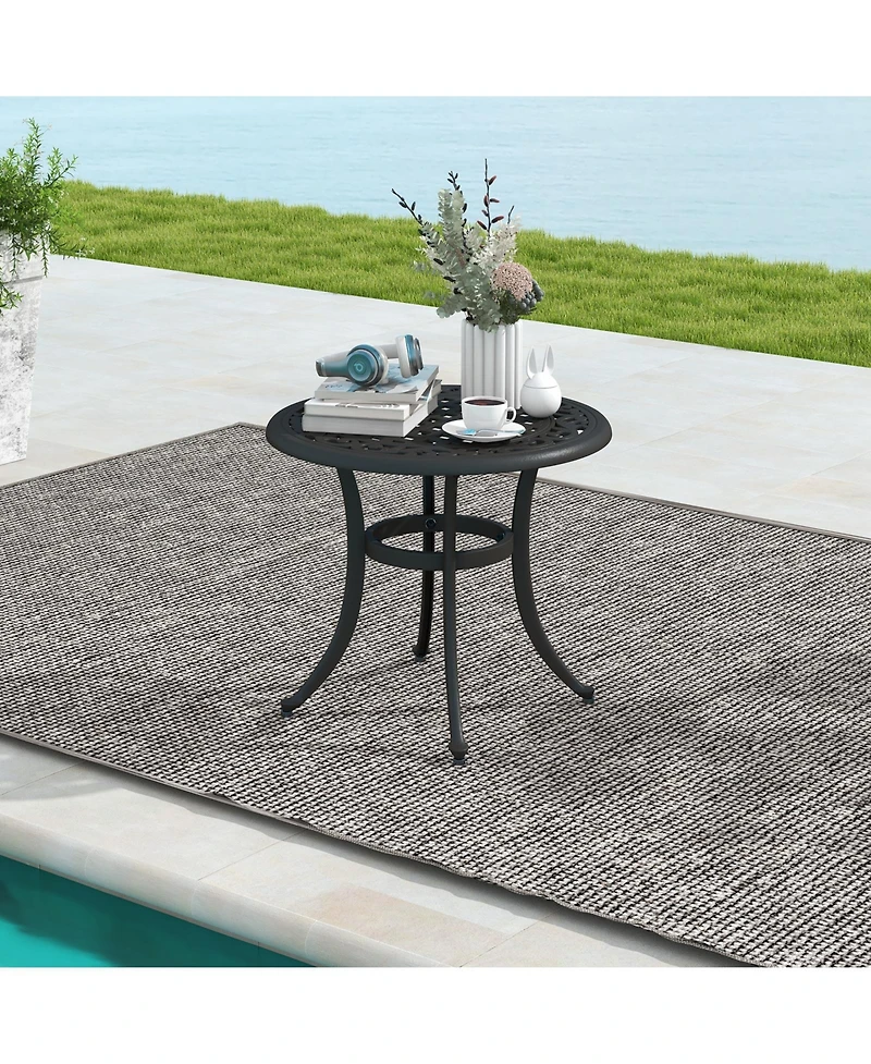 Slickblue 24 Inch Patio Side Table with Adjustable Footpads for Poolside Backyard Balcony-Rustic Brown