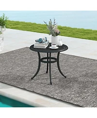 Slickblue 24 Inch Patio Side Table with Adjustable Footpads for Poolside Backyard Balcony-Rustic Brown