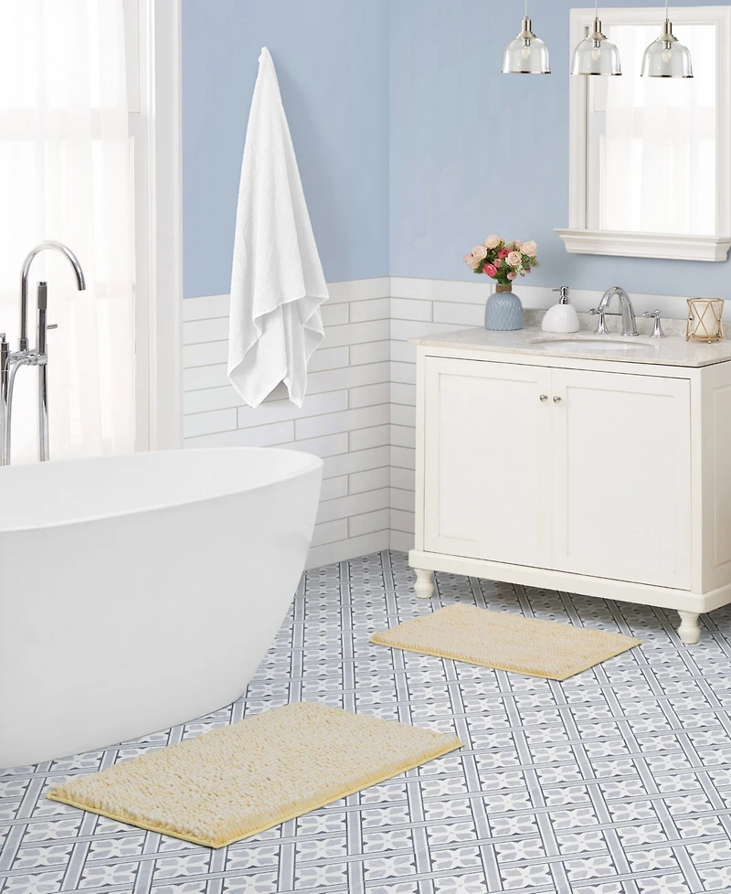 Laura Ashley Butter Chenille 2-Pc. Bath Mat Set
