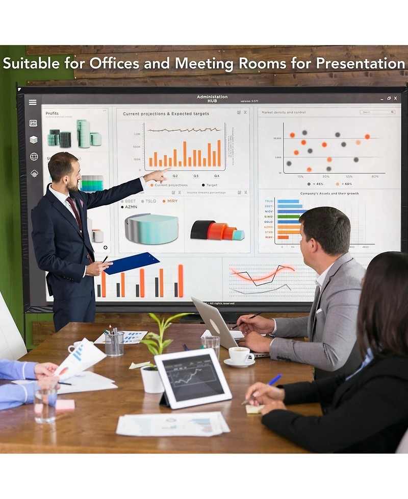 120" Portable Detachable Projector Screen with Stand Movie Projection 16:9 Hd 1.1 Gain