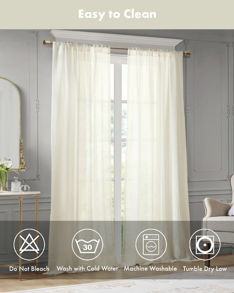 Croscill Classics Cornelli Embroidery Semi-Sheer Single Curtain Panel, 52"W x 96"L