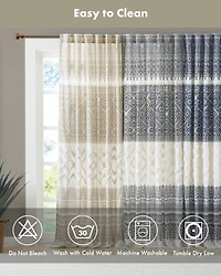 Mila Cotton Curtain Panel with Chenille Detail and Lining, 50"W x 84"L