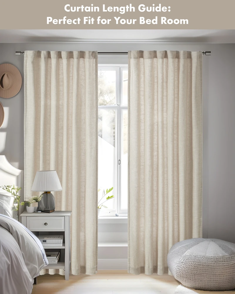Madison Park Beals Faux Linen Curtain Single Panel for Bedroom, Rob Pocket/Back Tab fit up to 1.25 inches rod Single Curtain Panel for Living Room, Un