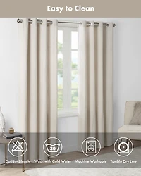 Englewood Solid Piece Dyed Curtain Single Panel For Bedroom, Antique Silver Grommet Top Fit Up To 1.25 Inches Rod Single Curtain Panel For Living Room