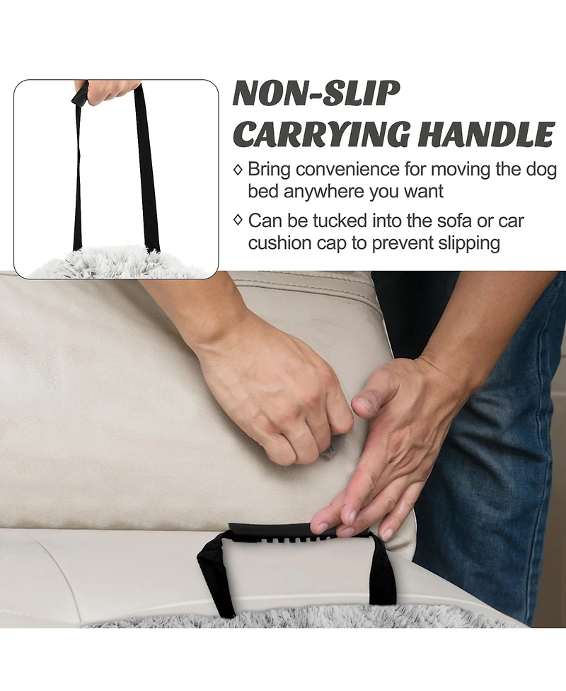 Plush Calming Dog Couch Bed with Anti-Slip Bottom Mat for Small Dogs & Cats
