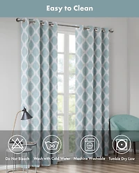 Blakesly Ikat blackout curtains for bedroom, Silver grommet top fit up to 1.25 inches rod Single Curtain Panel for Living Room, Width 50 length 95 inc