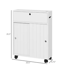 Kleankin Bathroom Toilet Paper Cabinet on Wheels with Storage,
