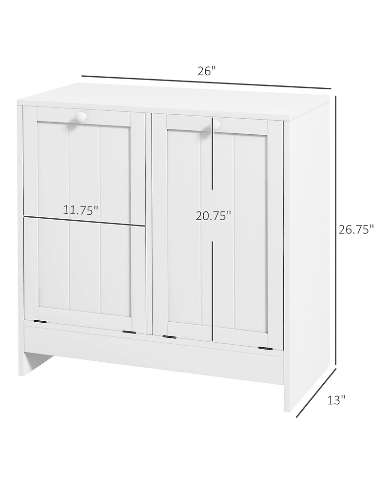 kleankin Tilt-out Laundry Storage Cabinet with 2 Hamper Compartments,