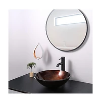 Artistic Tempered Glass Vessel Sink Bathroom Lavatory Round Bowl Pattern Basin