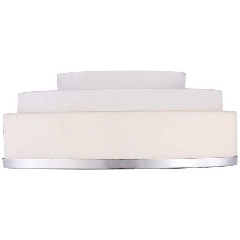 Mavis Modern Ceiling Light Flush-Mount Fixture 10.25" Wide Sleek Chrome 2-Light White Opal Glass Shade for Bedroom Kitchen Living Room Hallway Di
