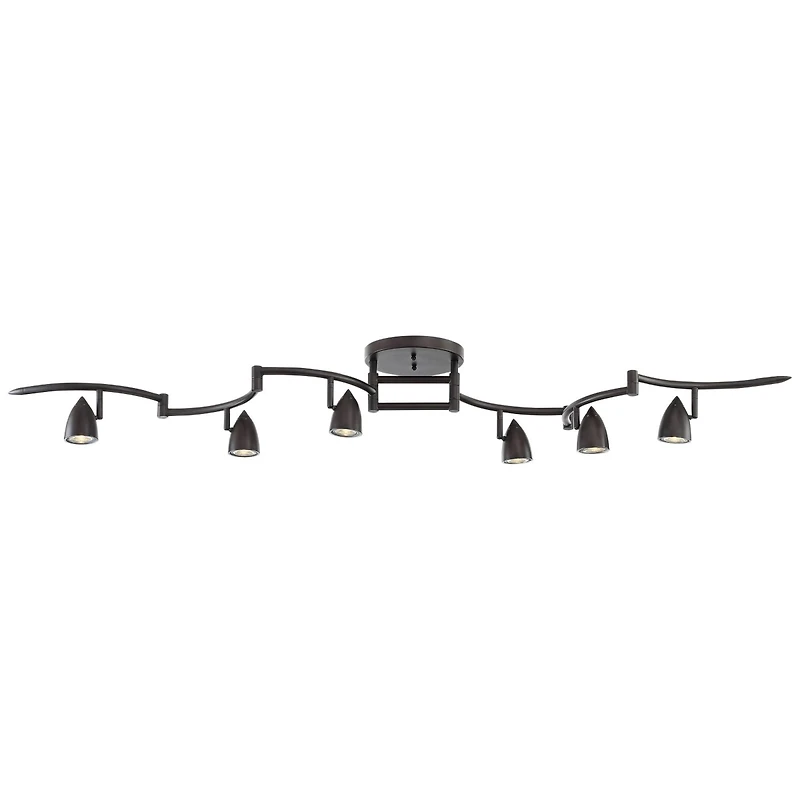 Pro Track Heavy Duty Axel 6-Head Led Ceiling Track Light Fixture Kit Spot Light GU10 Black Metal Farmhouse Rustic Kitchen 72" Wide