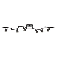 Pro Track Heavy Duty Axel 6-Head Led Ceiling Track Light Fixture Kit Spot Light GU10 Black Metal Farmhouse Rustic Kitchen 72" Wide