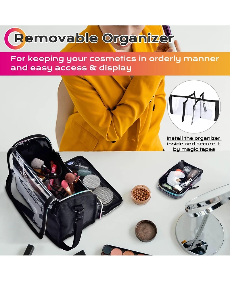 Byootique Makeup Brush Case Portable Artist Brush Holder Stand-Up Travel Cosmetic Organizer Bag