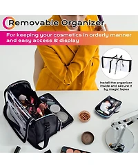 Byootique Makeup Brush Case Portable Artist Brush Holder Stand-Up Travel Cosmetic Organizer Bag