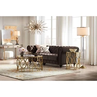 Possini Euro Design Cadence Modern Floor Lamp Standing 62" Tall Crystal Glass Column Satin Brass Linen Drum Shade for Living Room Bedroom Office