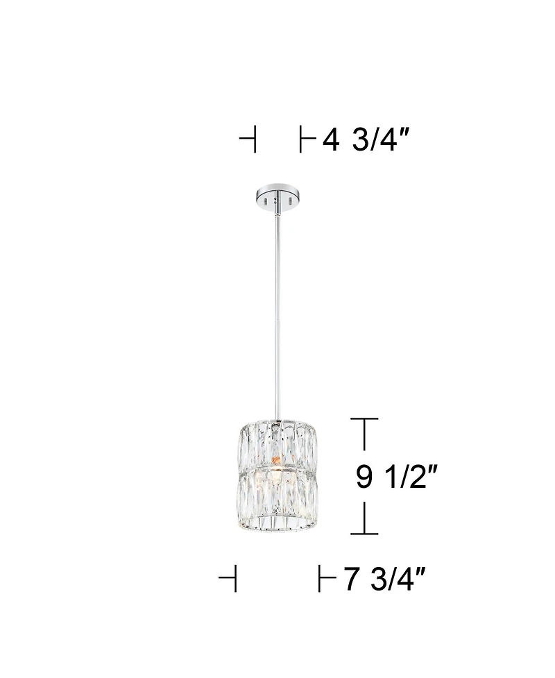 Possini Euro Design Chrome Mini Pendant 7 3/4" Wide Modern Clear Crystal Shade for Dining Room Living House Home Foyer Kitchen Island High Ceilin